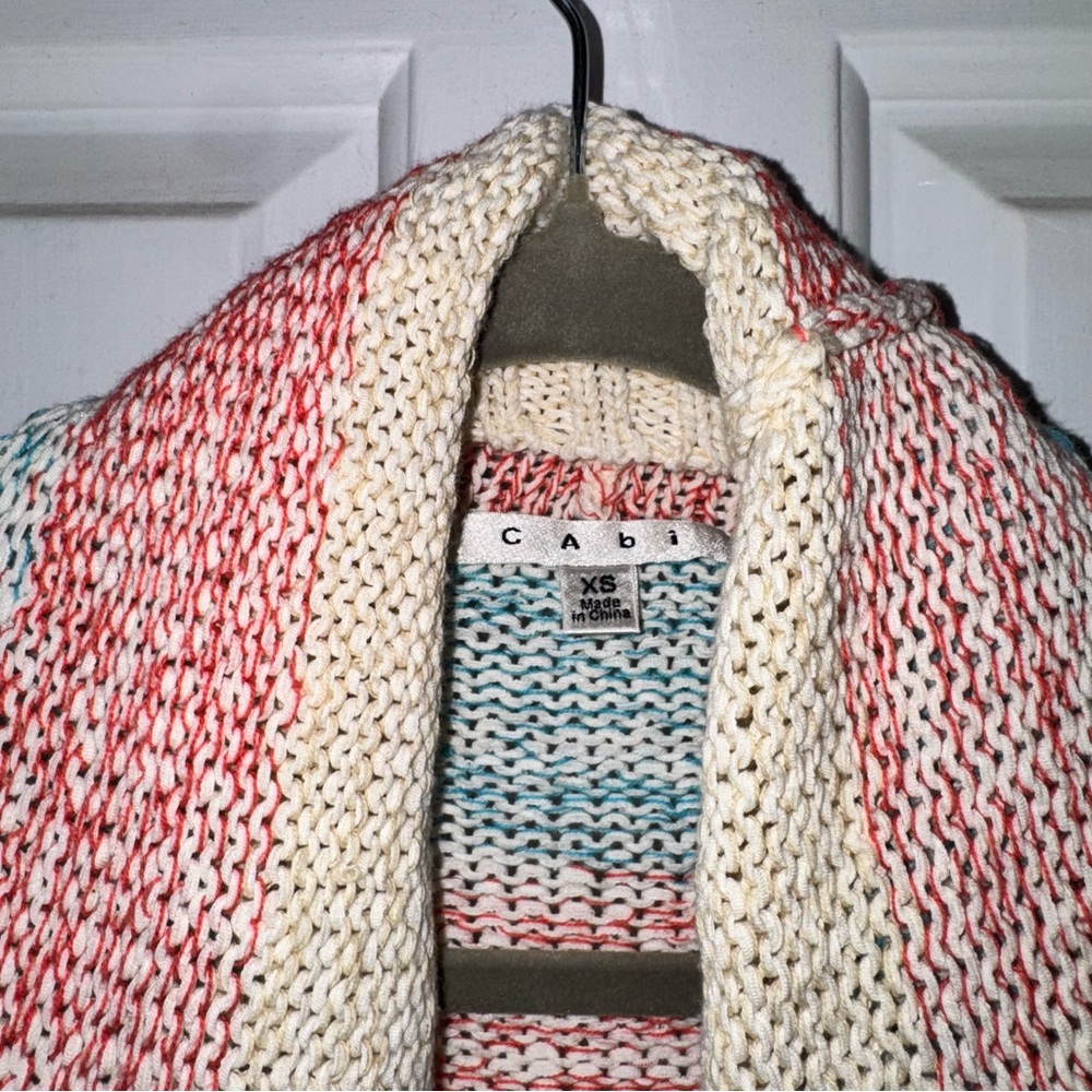 CABI Line Up Circle Vest open fit sweater vest shrug pink blue cream gray XS - Picture 3 of 10